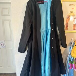 Rain Sisters XL Skirted Black Raincoat Blue Lining
